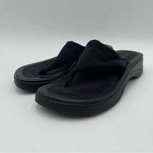 Vintage Women’s 8.5 Lower Eastside Black Thong Platform Sandals Stretchy Shoes